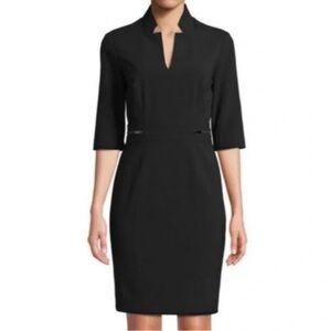 EUC Tahari Arthur S Levine Inverted Notch Sheath Dress | Black | Size 6